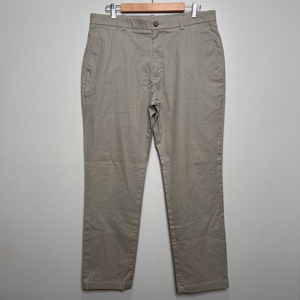Duck Head Flat Front Chino Pants Mens 34x32* Khaki Tan Cotton Stretch Twill